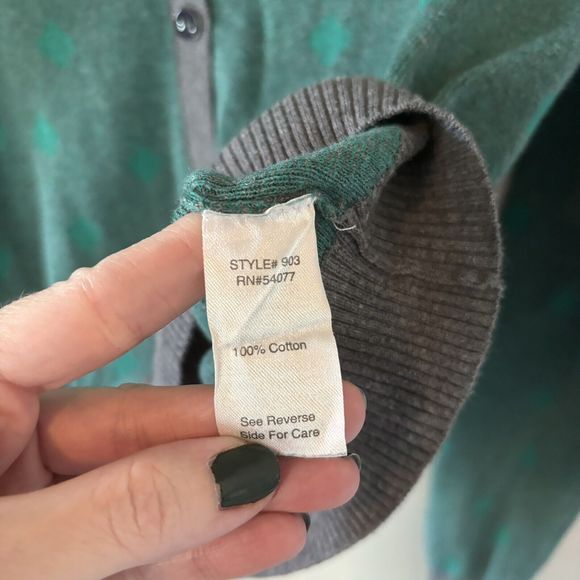 Cabi Womens Green Polka Dot Long Sleeve Cardigan Sweater Button Up Small - Picture 4 of 6